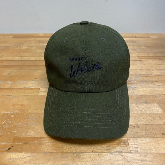 Raised By Wolves OSFA Army Green Adjustable Back Cap Hat Made In The USA - Picture 11 of 16